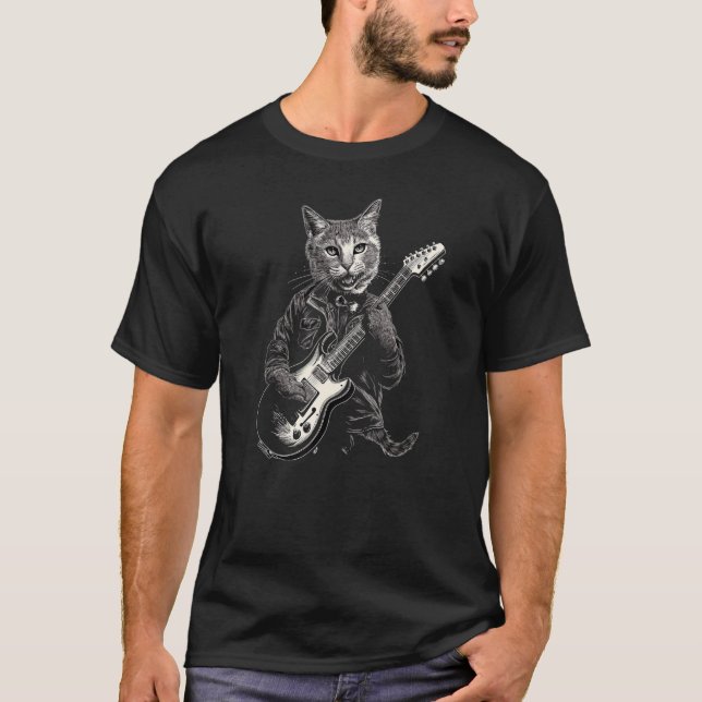 Camiseta Gato de Guitarra Divertido (Anverso)