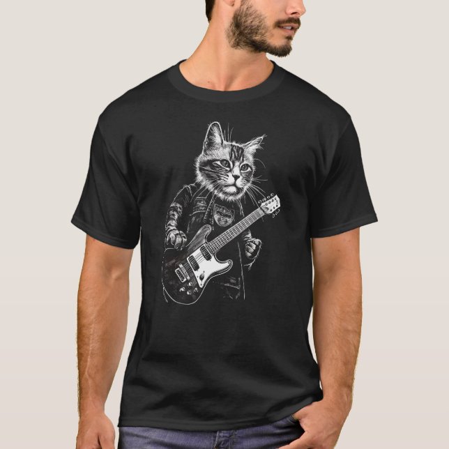 Camiseta Gato de Guitarra Divertido (Anverso)