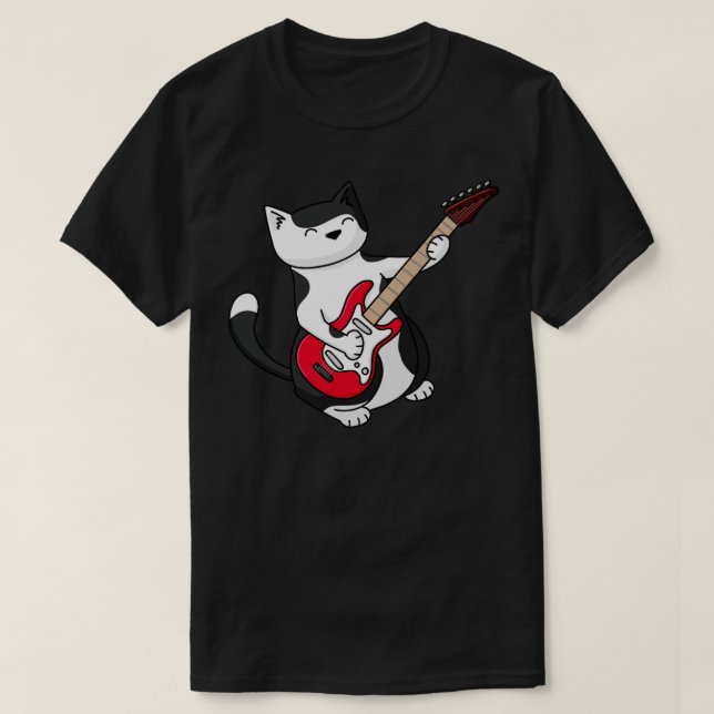 Camiseta Gato de guitarra eléctrica (Diseño del anverso)