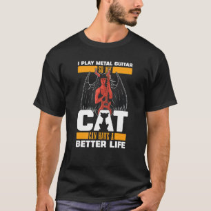 Camiseta Gato de Guitarra Eléctrica Guitarrista Metal Gui
