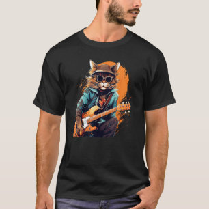 Camiseta Gato de Guitarra eléctrica Rock'n Roll para Rocker