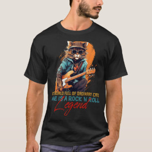 Camiseta Gato de guitarra feliz con gafas de sol para rock'