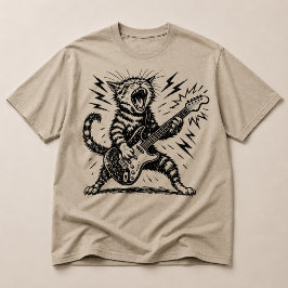 Camiseta Gato de guitarra heavy metal, rock on