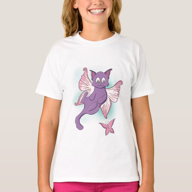 Camiseta Gato de hadas imaginativo lindo (Anverso)