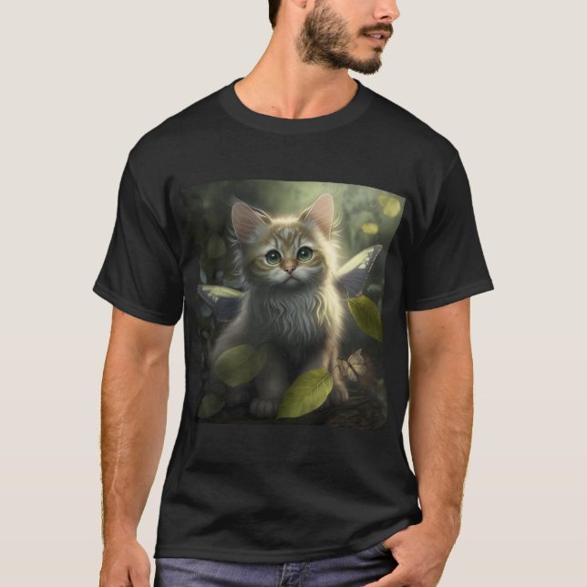 Camiseta Gato de hadas sentado en la hierba (Anverso)