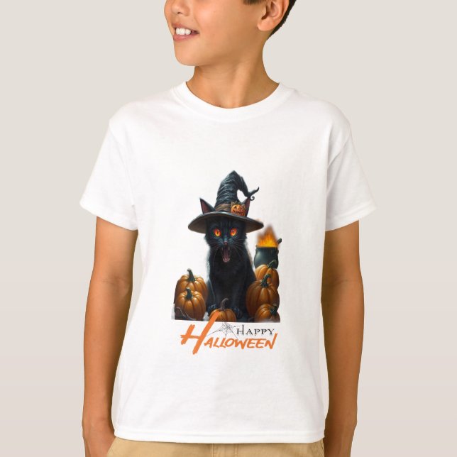 Camiseta Gato de Halloween  (Anverso)