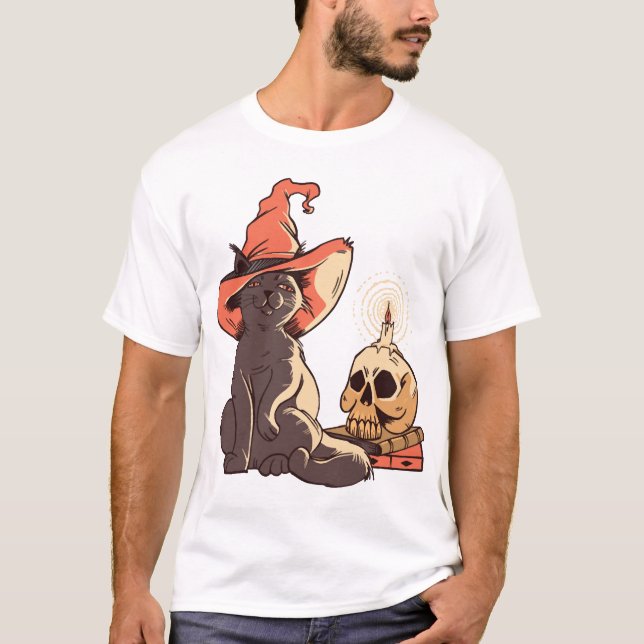 Camiseta gato de Halloween (Anverso)