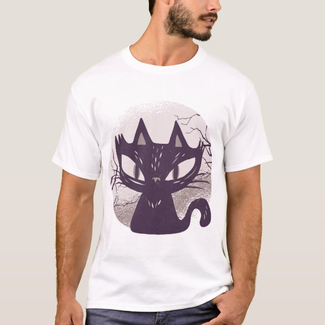 Camiseta gato de Halloween (Anverso)