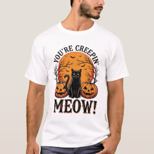 Camiseta Gato de Halloween antiguo Grito Maúlla Grabado_1