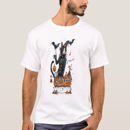 Camiseta gato de Halloween arte de terror grafiti