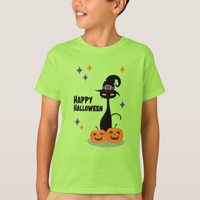 Camiseta Gato de Halloween Atómico de Mitad de Siglo (Anverso)