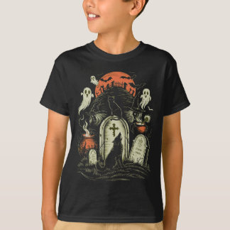Camiseta Gato de Halloween - Bruja asustada