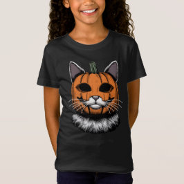 Camiseta Gato de Halloween, cara de calabaza