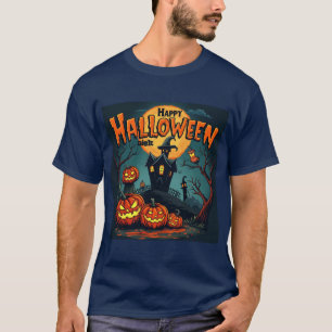 Camiseta Gato de Halloween con alas murales: Calabazas y Mi