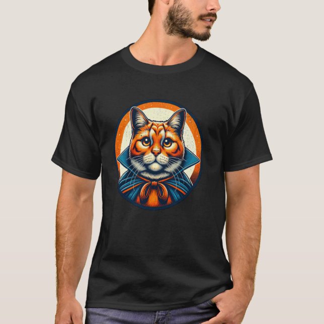 Camiseta Gato de Halloween con disfraz de vampiro (Anverso)