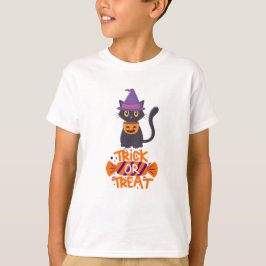 Camiseta Gato de Halloween con trucos o trucos