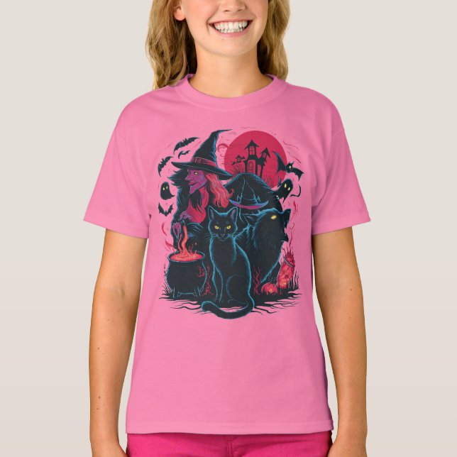 Camiseta Gato de Halloween - Diseño espeluznante de gatos p (Anverso)