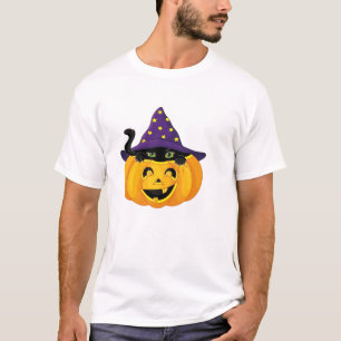 Camiseta Gato de Halloween en Calabaza � Pegatina de Gatito