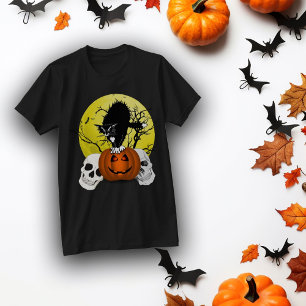 Camiseta Gato De Halloween Enfadado En Una Calabaza