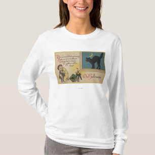 Camiseta Gato de Halloween GreetingBlack