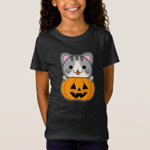 Camiseta Gato de Halloween lindo en Jack o Lanterna