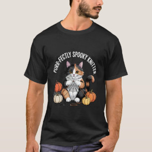 Camiseta Gato de Halloween lindo tejedor perfectamente espe