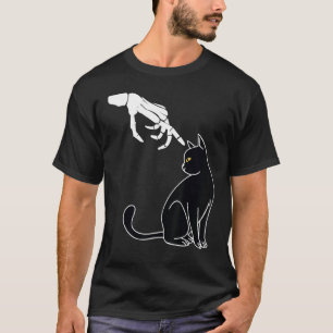 Camiseta Gato de Halloween Mano de Esqueleto Negro Boop