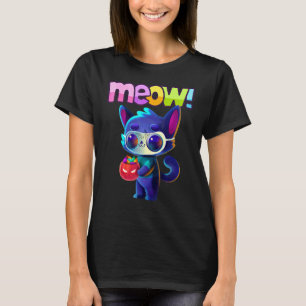 Camiseta Gato de Halloween Maúlla y Canasta de Dulces de Ha