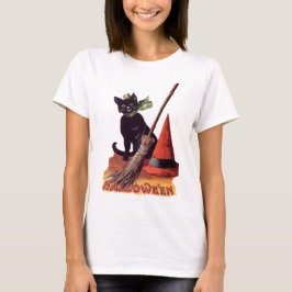 Camiseta Gato de Halloween negro vintage
