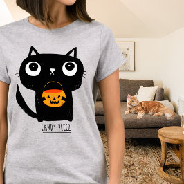 Camiseta Gato de Halloween preguntando por dulce