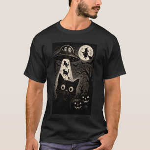 Camiseta Gato de Halloween Selfie Espeluznante Abducción Al