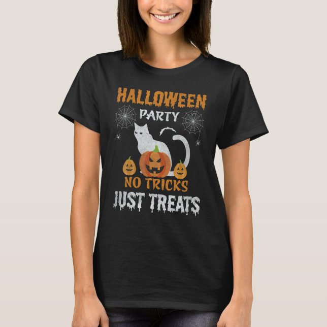 Camiseta Gato de Halloween sin trucos (Anverso)