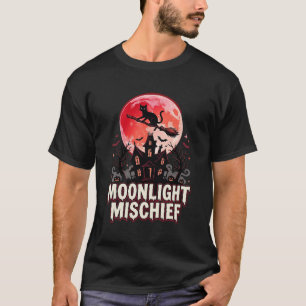 Camiseta Gato de Halloween Travesuras a la Luz de la Luna