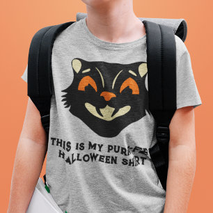 Camiseta Gato de Halloween Vintage con Eslogan Personalizad