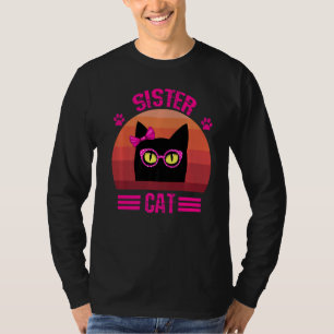 Camiseta Gato De Hermana Pequeña Retro Cuidadosa Con Gato D
