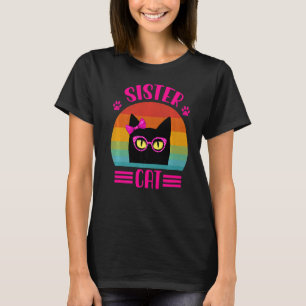 Camiseta Gato De Hermana Retro Con Gato De Gafas De Leopard