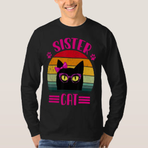 Camiseta Gato De Hermana Retro Vintage Con Glasse De Leopar