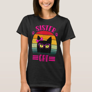 Camiseta Gato De Hermana Retro Vintage Con Glasse De Leopar