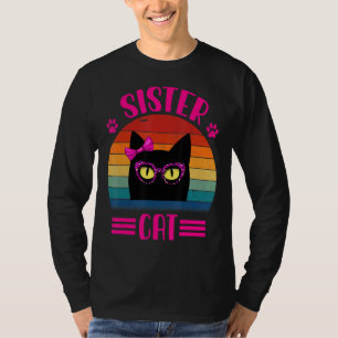 Camiseta Gato De Hermana Retro Vintage Con Glasse De Leopar
