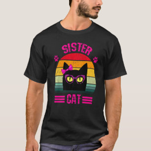 Camiseta Gato De Hermana Retro Vintage Con Glasse De Leopar