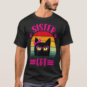 Camiseta Gato De Hermana Retro Vintage Con Glasse De Leopar