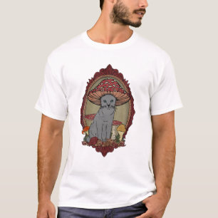 Camiseta Gato de hongo Cottagecore Musroo Agarro estético