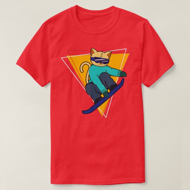 Camiseta Gato De Invierno En Snowboard Snowboard (Diseño del anverso)