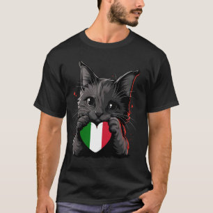 Camiseta Gato de Italia Corazón Bandera Italiana Raíces Ita