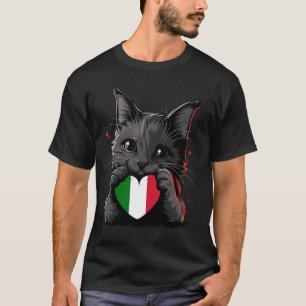 Camiseta Gato de Italia Corazón Bandera Italiana Raíces Ita