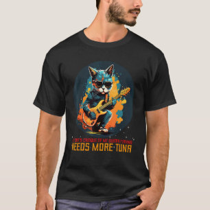 Camiseta Gato de Jam Cool con Guitarra de Rock para Riffs y