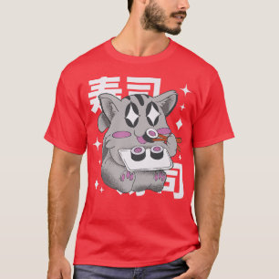 Camiseta Gato De Japón Come Sushi Con Estrella En Los Ojos 