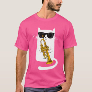 Camiseta Gato de jazz Kitty Bebop jugando a la trompeta - H