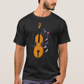 Camiseta Gato de jazz tocando el contrabajo genial
