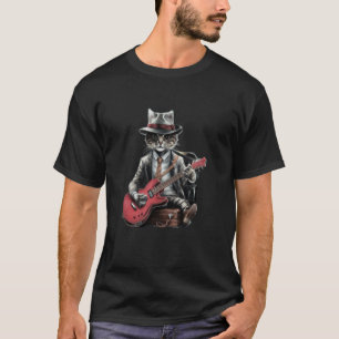 Camiseta Gato de jazz vintage tocando banda de guitarra jaz
